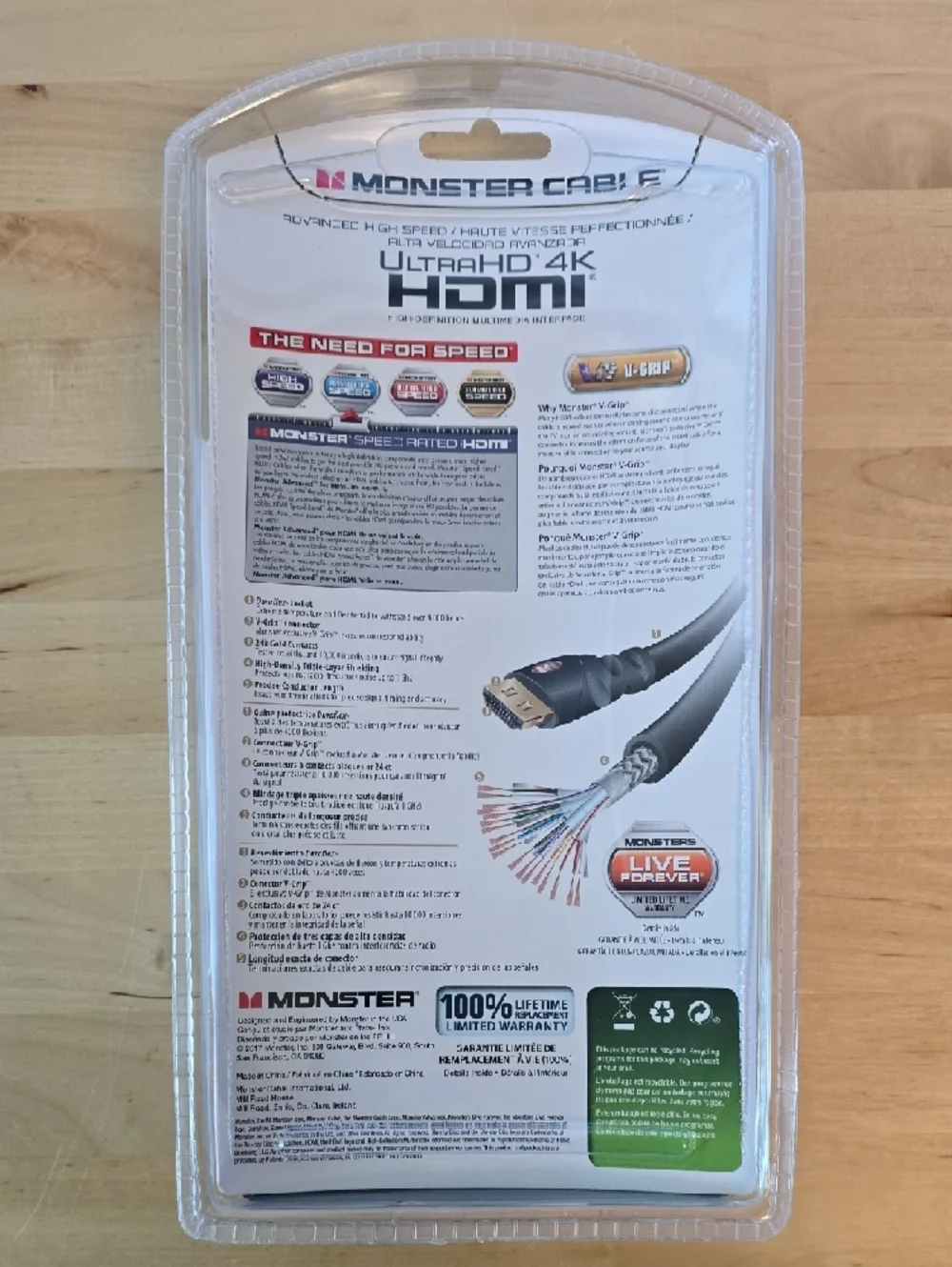 New Monster 8ft HDMI HDR Cable 4k Ultra HD 60/120 Hz Refresh 11.2Gbps